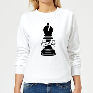 Bishop Chess Piece Faithful Women's Sweatshirt - White