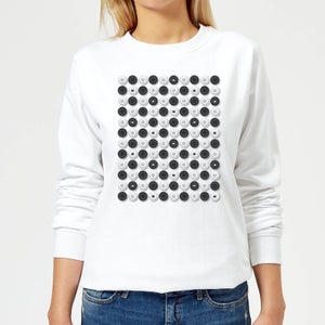 Monochrome Checkers Pattern Women's Sweatshirt - White