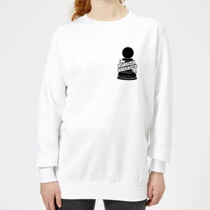 Pawn Chess Piece Pocket Print Women's Sweatshirt - White