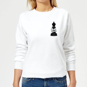 Queen Chess Piece Yas Queen Pocket Print Women's Sweatshirt - White