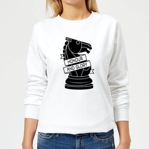 Knight Chess Piece Honour And Glory Women's Sweatshirt - White