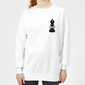 Bishop Chess Piece Faithful Pocket Print Women's Sweatshirt - White