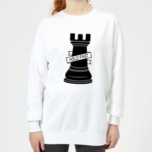Rook Chess Piece Hold Fast Women's Sweatshirt - White