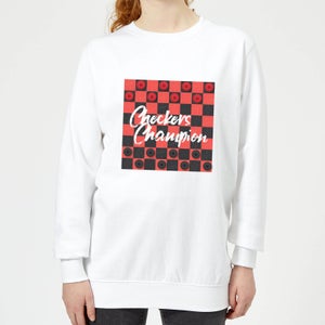 Checkers Board With Text Women's Sweatshirt - White