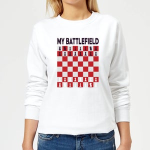 My Battlefield Chess Board Red & White Women's Sweatshirt - White