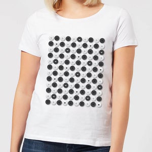 Monochrome Checkers Pattern Women's T-Shirt - White