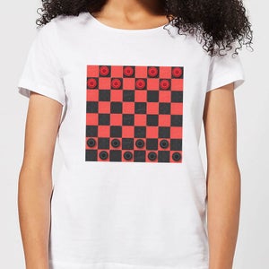 Red Checkers Board Women's T-Shirt - White