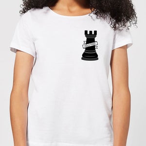 Rook Chess Piece Hold Fast Pocket Print Women's T-Shirt - White
