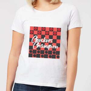 Checkers Board With Text Women's T-Shirt - White