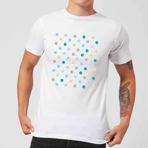 Blue Yellow Green Polka Dots Men's T-Shirt - White