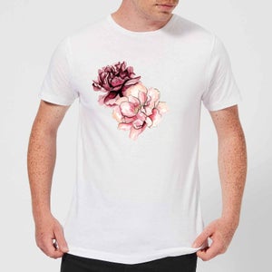 Pink Flowers Men's T-Shirt - White