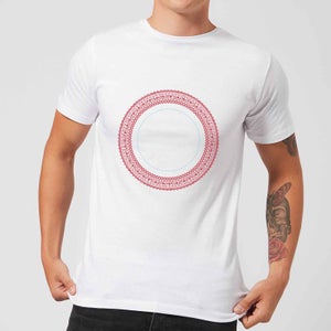 Knitted Circular Pattern Men's T-Shirt - White