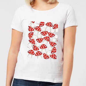 Mushroom Pattern Women's T-Shirt - White