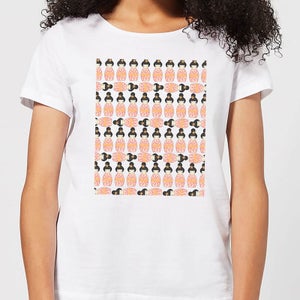 Orange Geisha Block Print Women's T-Shirt - White