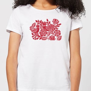 Folk Bird Graphic Women's T-Shirt - White