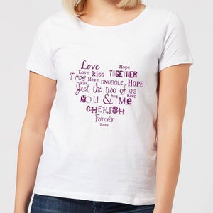 Love Dovey Words Heart Shape Women's T-Shirt - White