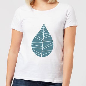 Plain Turquoise Leaf Women's T-Shirt - White