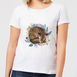 Curled Up Fox Within A Reef Women's T-Shirt - White