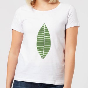 Plain Green Skinny Leaf Women's T-Shirt - White