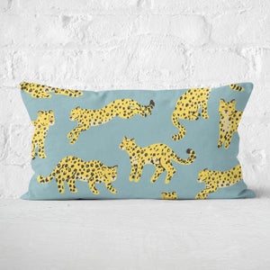 Blue Cheetah Print Rectangular Cushion