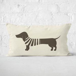 Stripey Jumper Sausage Dog Rectangular Cushion