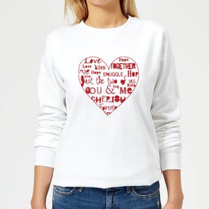 Love Dovey Words Heart Outline Women's Sweatshirt - White