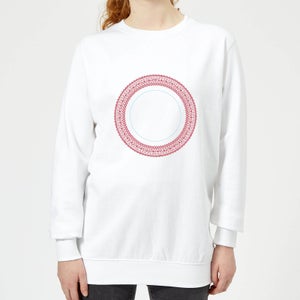 Knitted Circular Pattern Women's Sweatshirt - White