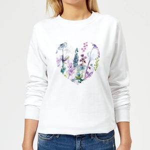 Floral Meadow Heart Women's Sweatshirt - White