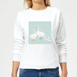 Goose Family Background Women's Sweatshirt - White