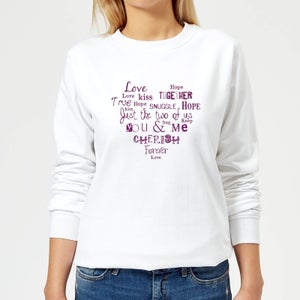 Love Dovey Words Heart Shape Women's Sweatshirt - White
