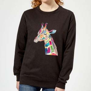 Multicolour Watercolour Giraffe Women's Sweatshirt - Black