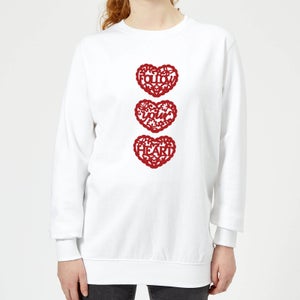 Follow Your Heart Red Cut Out Women's Sweatshirt - White