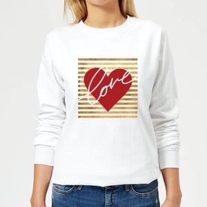 Heart Love Scribble Striped Background Women's Sweatshirt - White