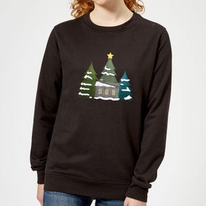 Cabin And Trees Women's Sweatshirt - Black