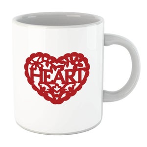 Red Cut Out Heart Text Mug