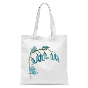Blue Bells Flower Tote Bag - White