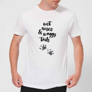 Candlelight Wet Noses And Waggy Tails Paw Prints Men's T-Shirt - White