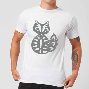 Candlelight Folk Silhouette Fox Cutout Men's T-Shirt - White