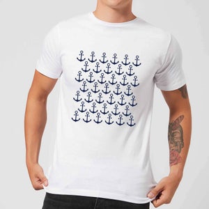 Candlelight Anchor Repeat Pattern Men's T-Shirt - White