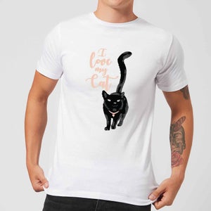 Candlelight I Love My Cat Black Cat Men's T-Shirt - White