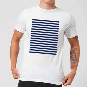 Candlelight Blue Line Pattern Men's T-Shirt - White