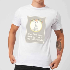 Candlelight Hare Frame What I Love Most About My Home Is Who I Share It With Men's T-Shirt - White