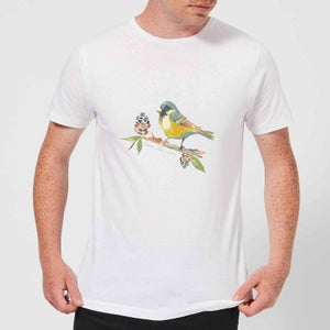 Candlelight Blue Tit On Pine Cone Branch Men's T-Shirt - White