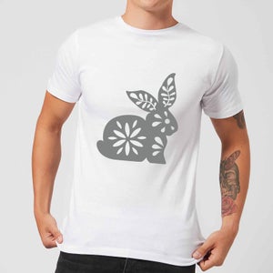 Candlelight Folk Silhouette Rabbit Cutout Men's T-Shirt - White