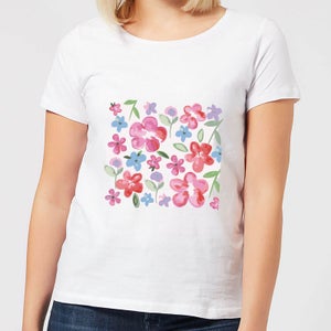 Candlelight Spring Pansy Flower Bed Women's T-Shirt - White
