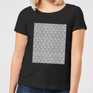 Candlelight Lace Fabric Pattern Women's T-Shirt - Black