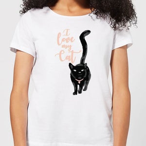 Candlelight I Love My Cat Black Cat Women's T-Shirt - White