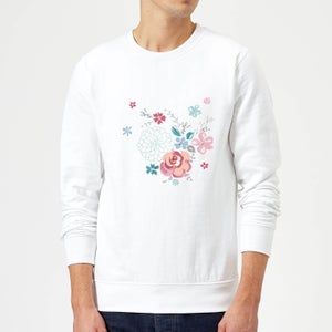Candlelight Water Colour Flower Bouquet Sweatshirt - White