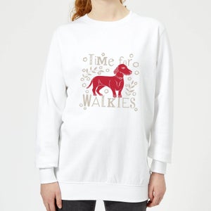 Candlelight Time For Walkies Cutout Sausage Dog Women's Sweatshirt - White