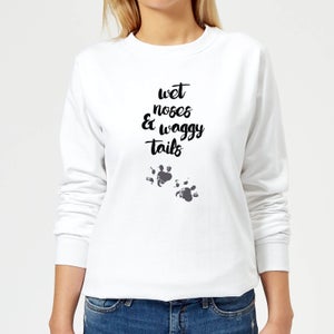 Candlelight Wet Noses And Waggy Tails Paw Prints Women's Sweatshirt - White